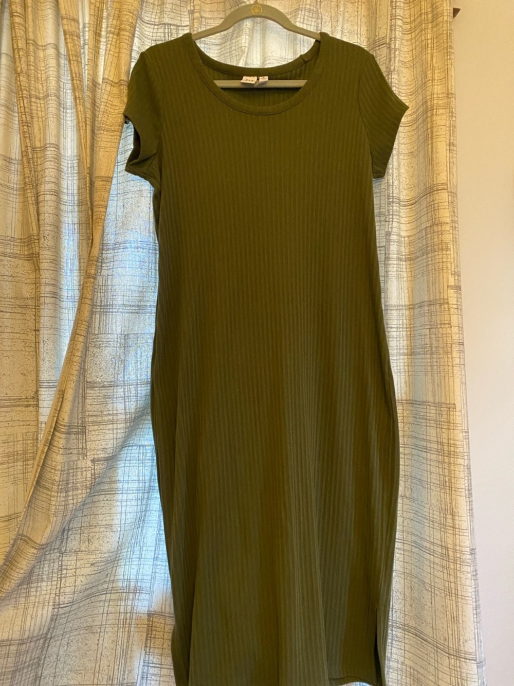 GAP Olive Green Ribbed Midi Dress